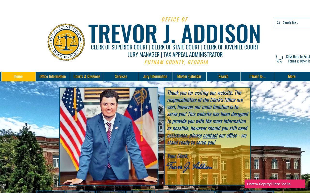 Putnam County Clerk of Courts website with court service links